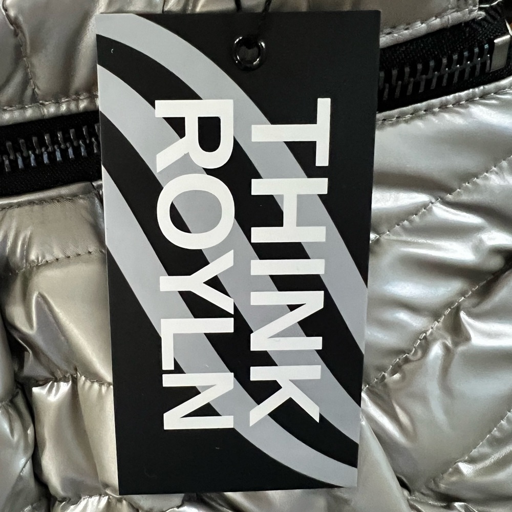 NWT THINK ROYLN Silver Shoulder Bag with Pleated Design - Picture 4 of 8